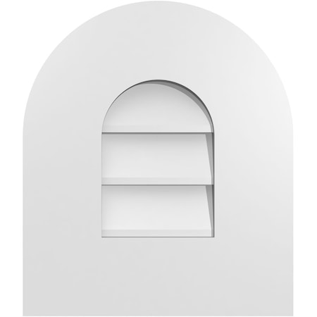 Ekena Millwork Round Top Surface Mount PVC Gable Vent: Non-Functional, w/ 3-1/2"W x 1"P Standard Frame, 12"W x 14"H GVPRT12X1401SN